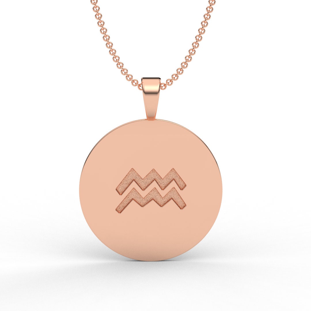 Aquarius Zodiac Medallion Necklace