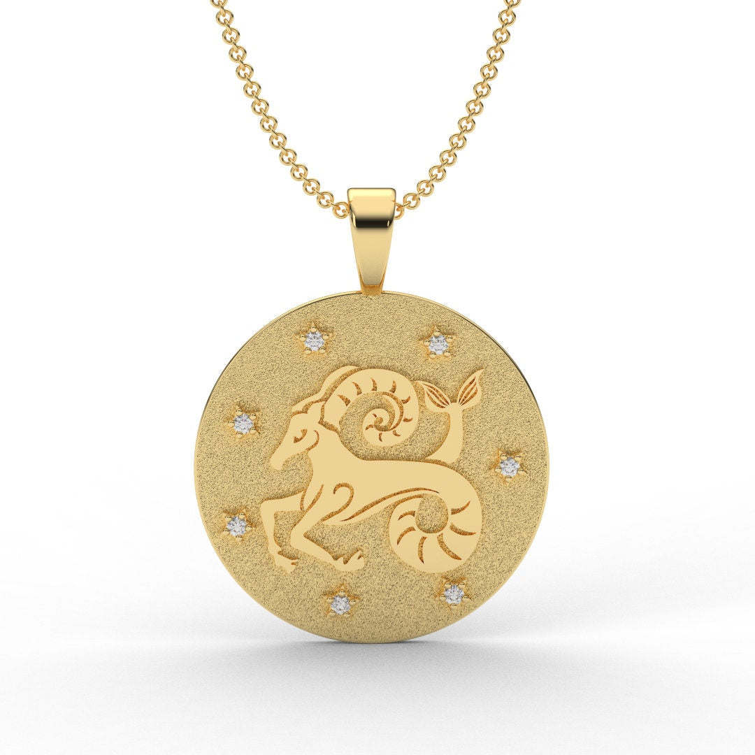 Capricorn Zodiac Medallion Necklace