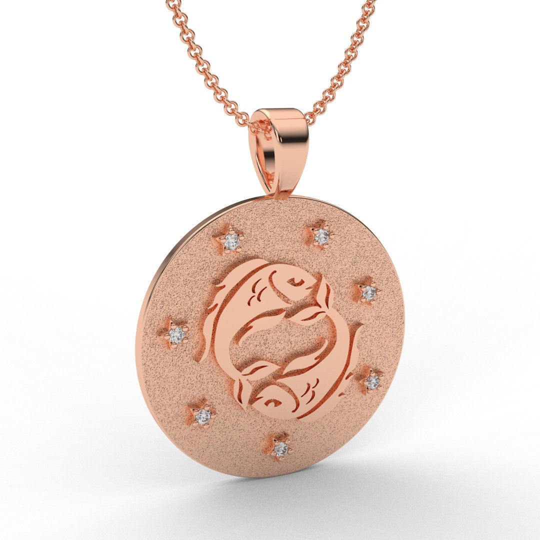 Pisces Zodiac Medallion Necklace