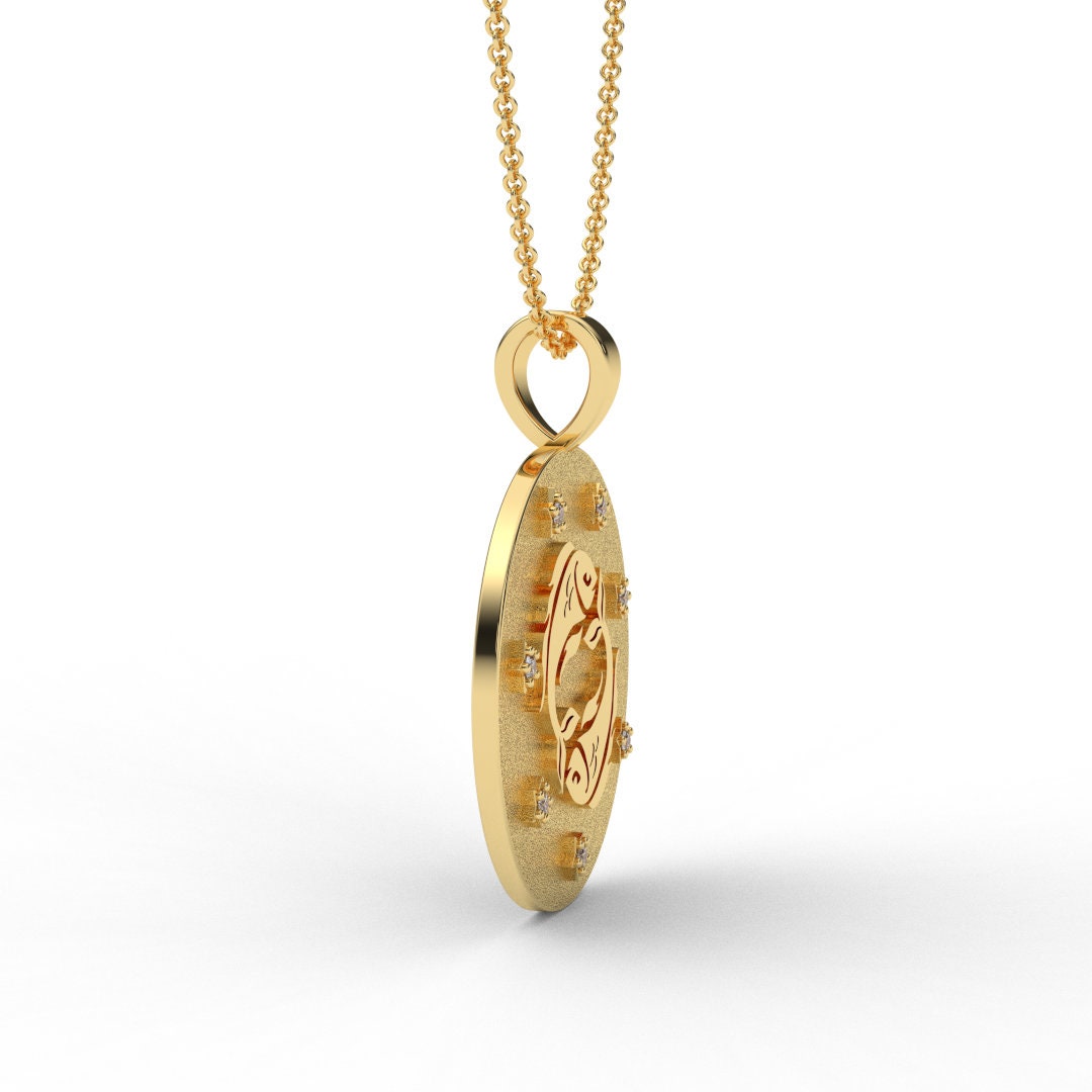 Pisces Zodiac Medallion Necklace
