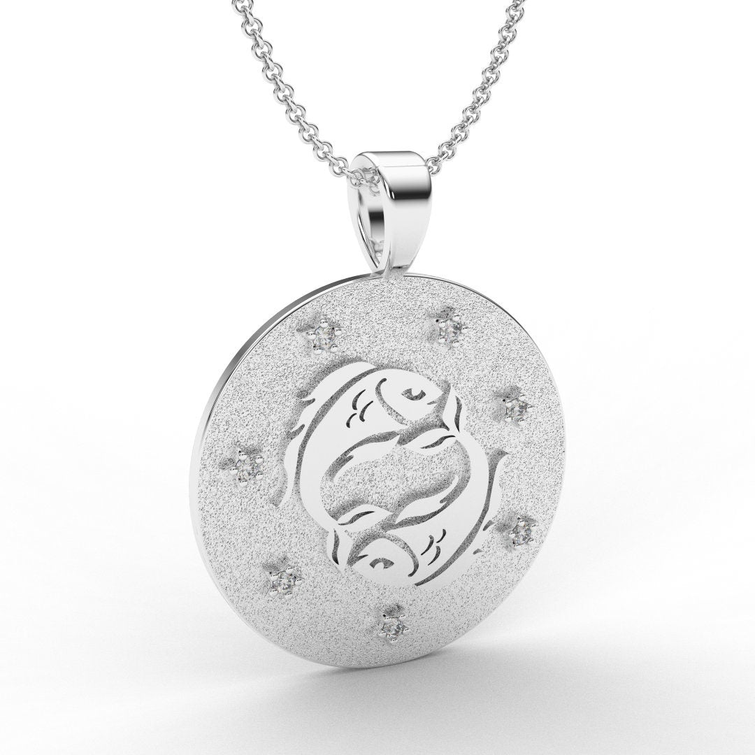 Pisces Zodiac Medallion Necklace