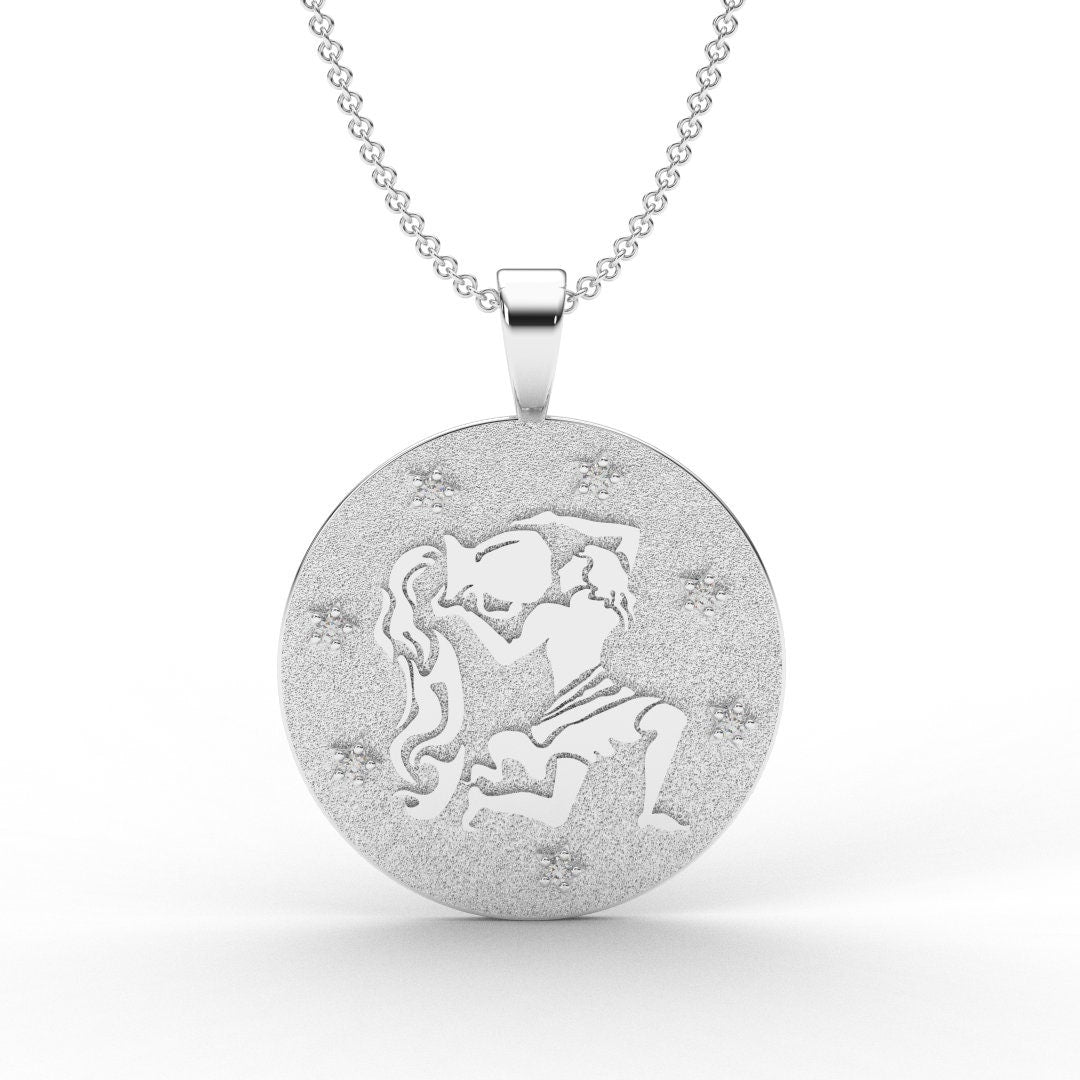 Aquarius Zodiac Medallion Necklace