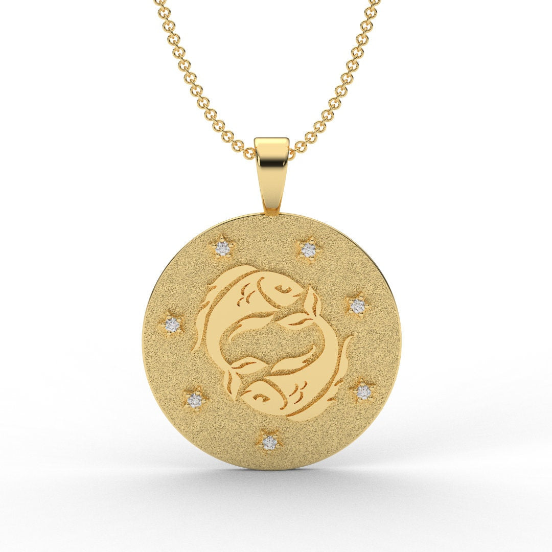 Pisces Zodiac Medallion Necklace