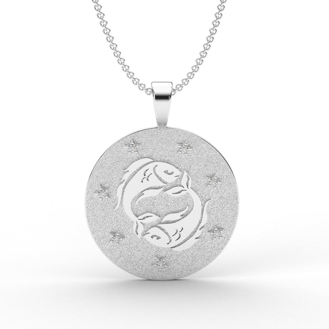 Pisces Zodiac Medallion Necklace