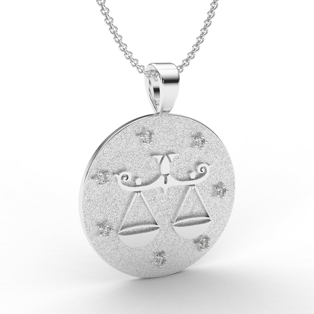 Libra Zodiac Medallion Necklace
