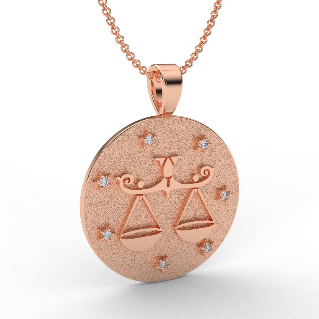 Libra Zodiac Medallion Necklace