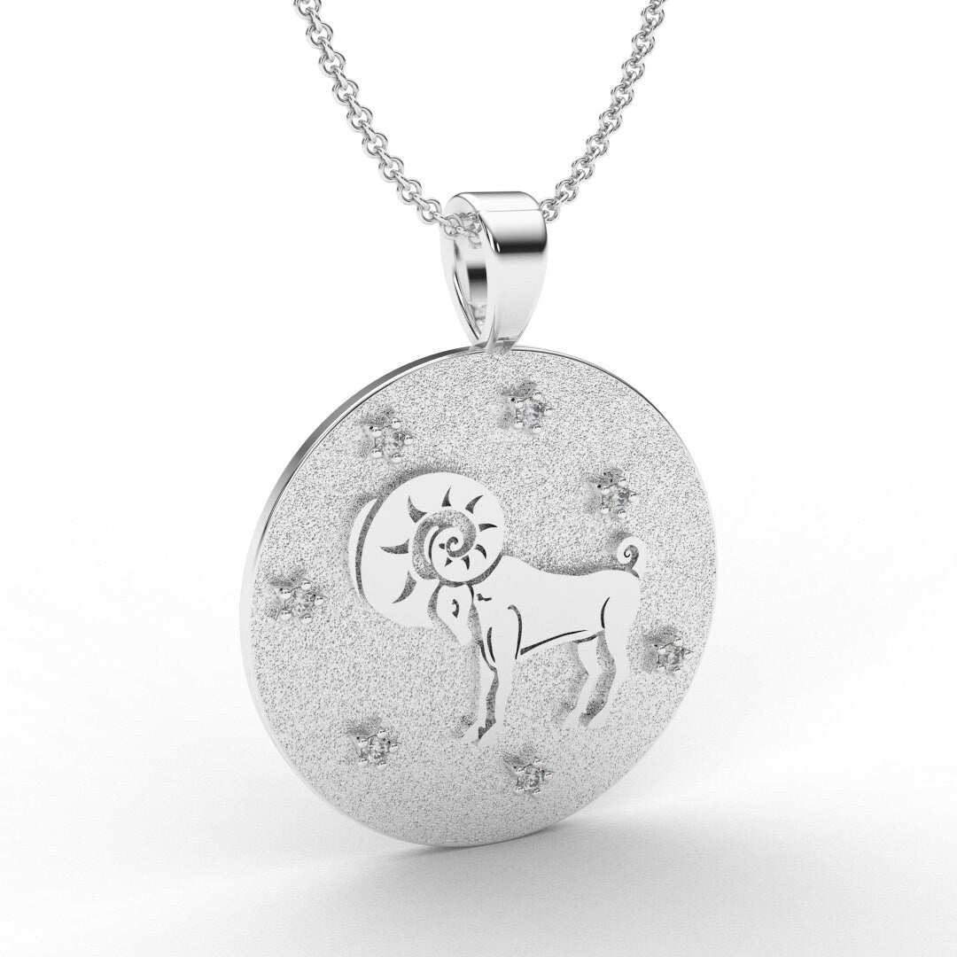 Aries Zodiac Medallion Necklace