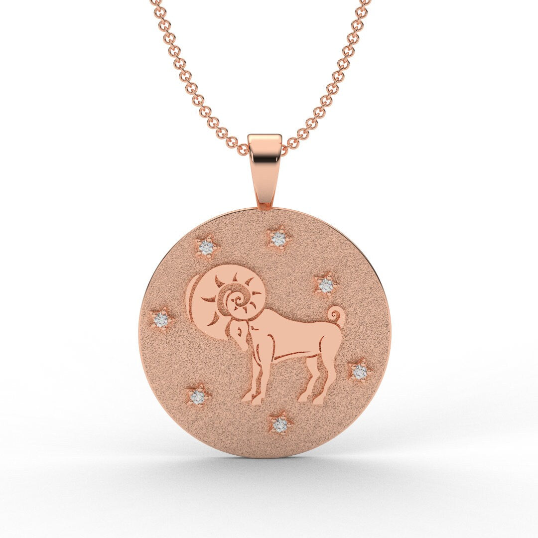 Aries Zodiac Medallion Necklace