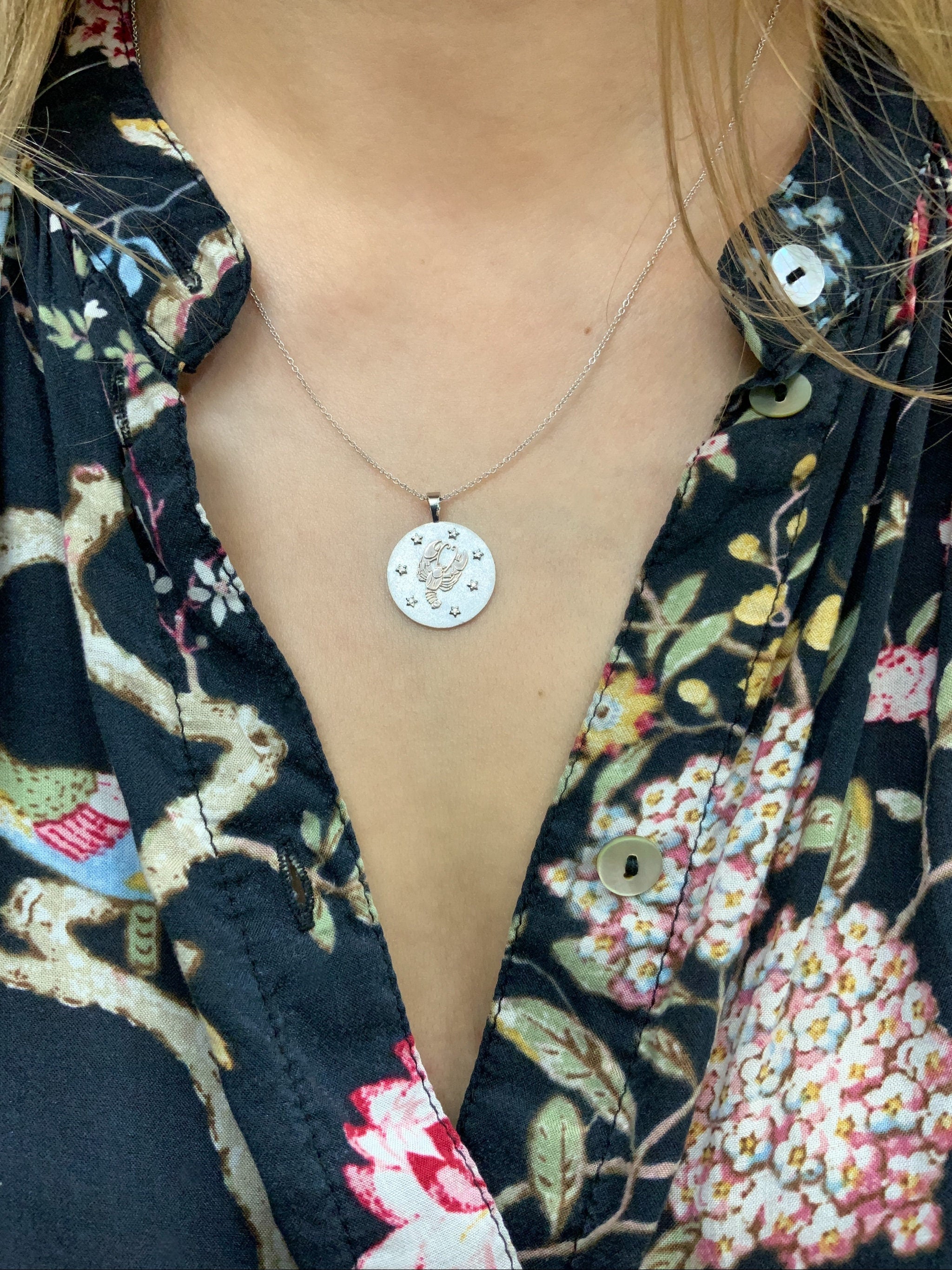 Cancer Zodiac Medallion Necklace