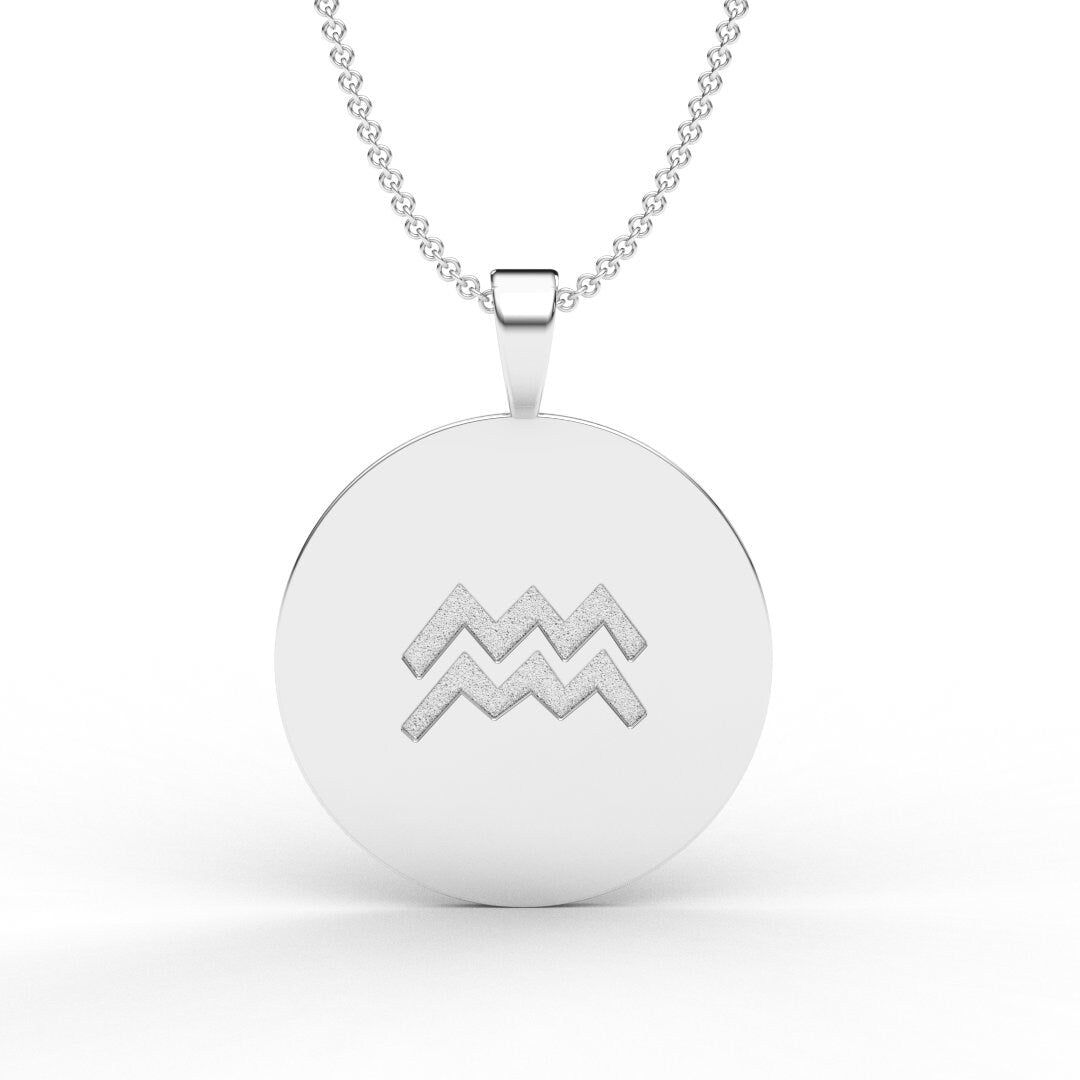Aquarius Zodiac Medallion Necklace