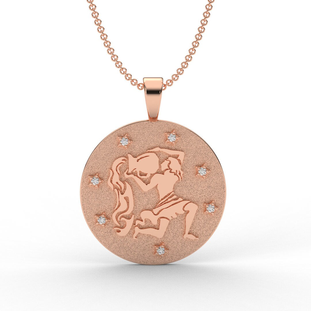 Aquarius Zodiac Medallion Necklace
