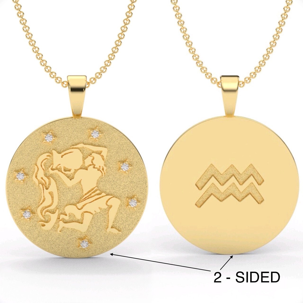 Aquarius Zodiac Medallion Necklace