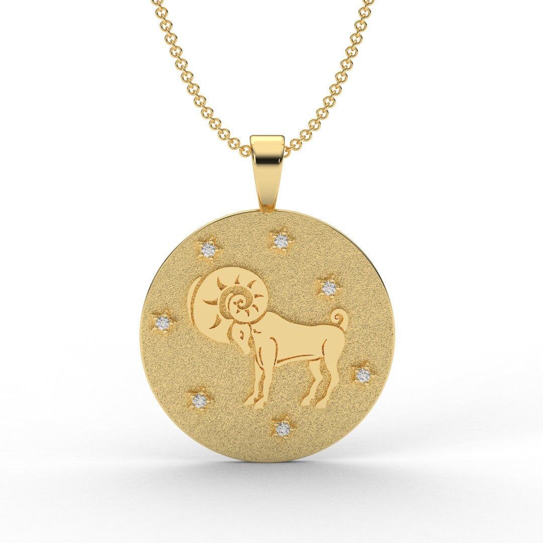 Aries Zodiac Medallion Necklace