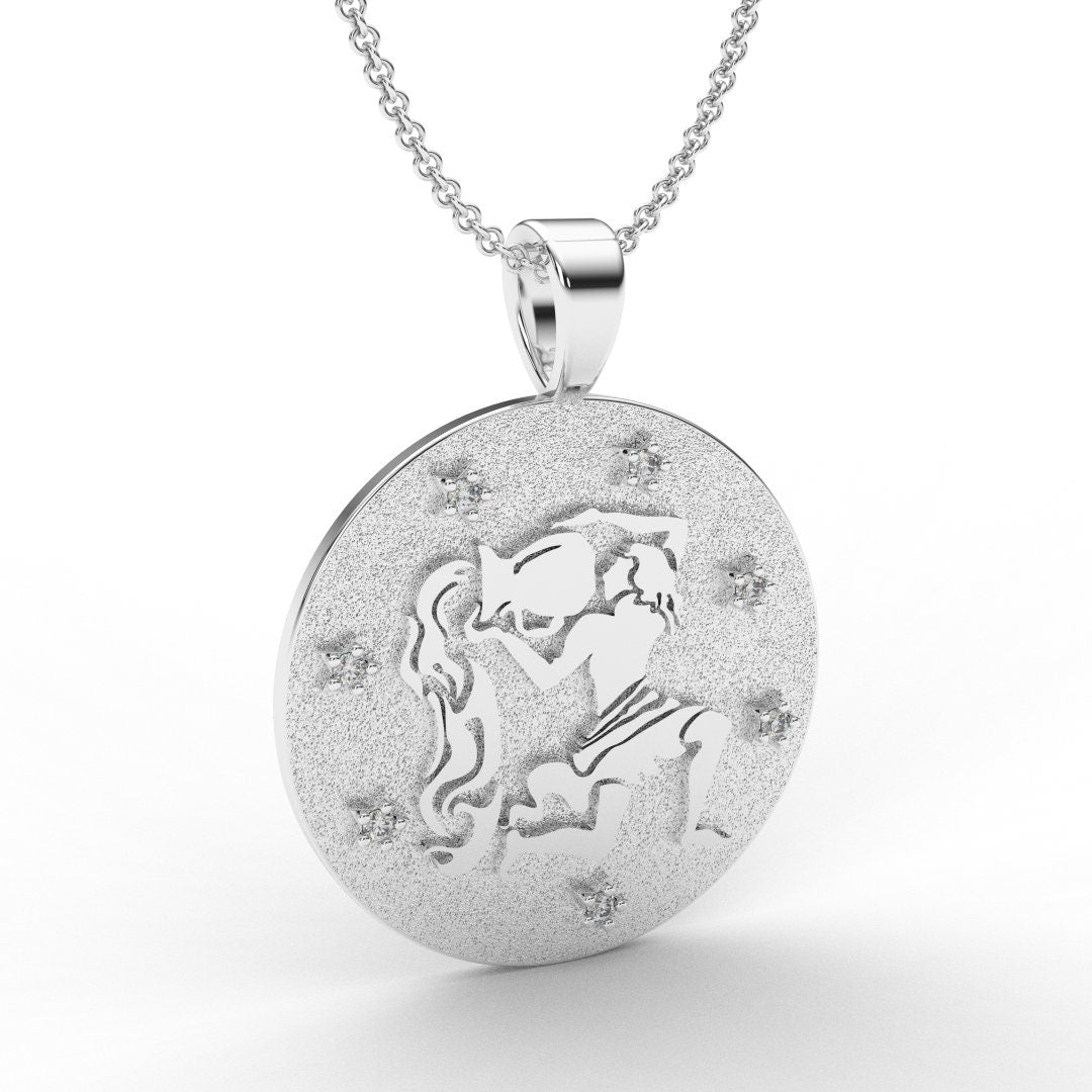 Aquarius Zodiac Medallion Necklace
