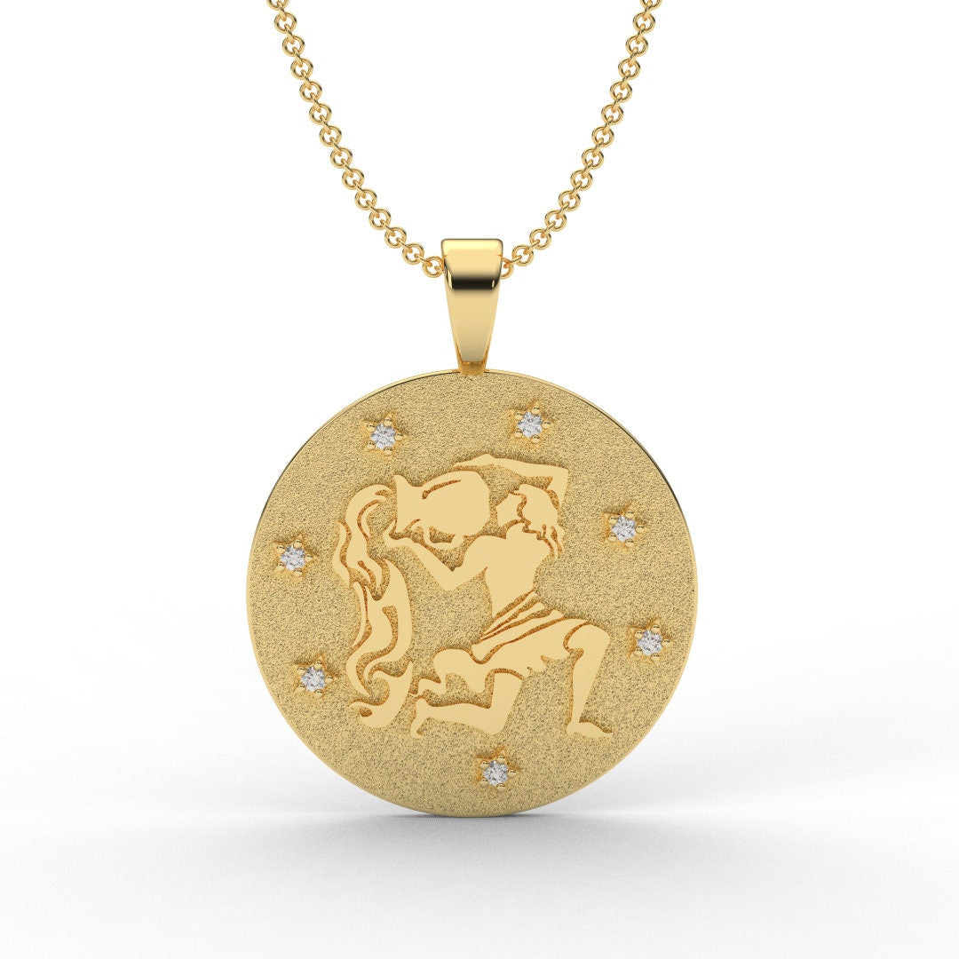 Aquarius Zodiac Medallion Necklace