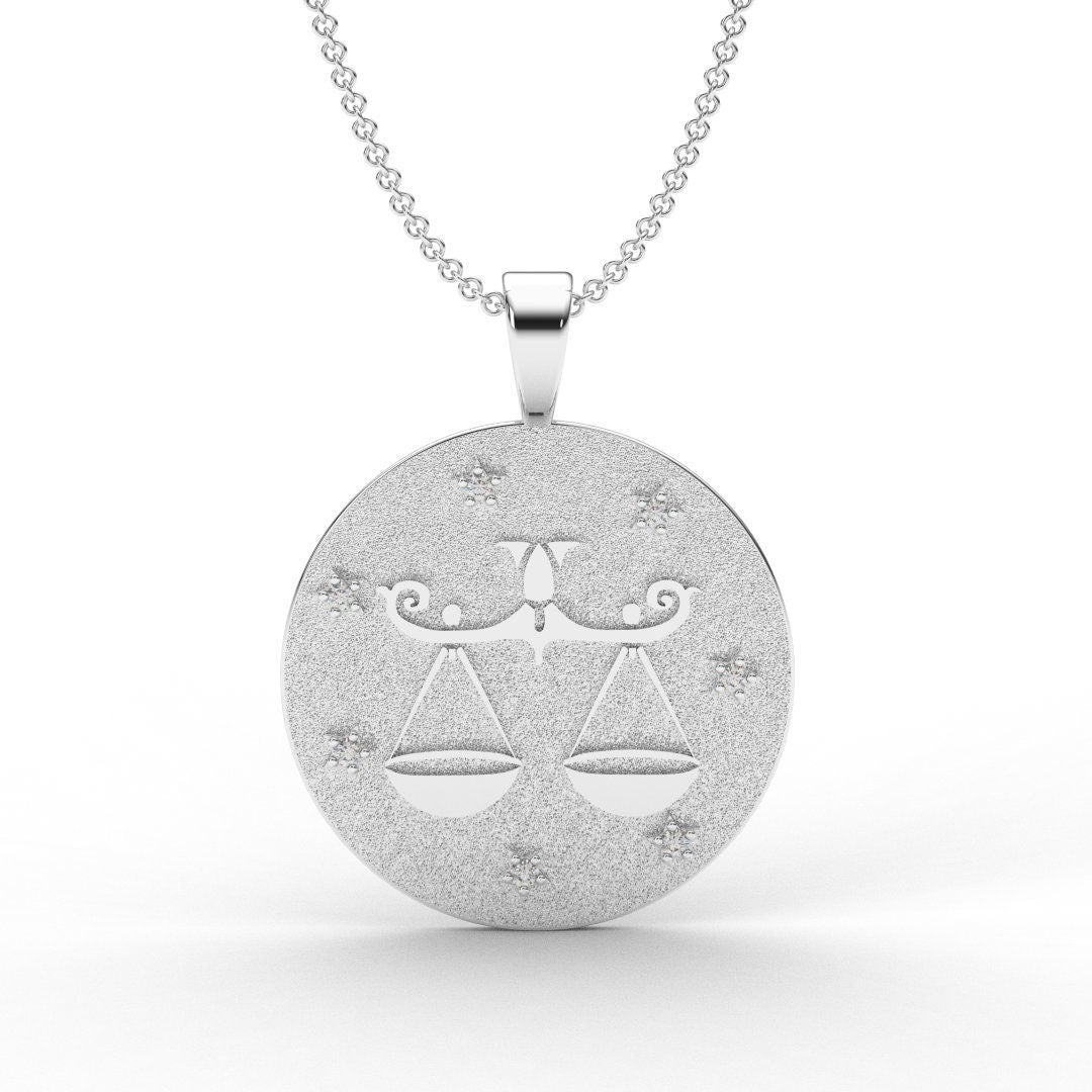 Libra Zodiac Medallion Necklace