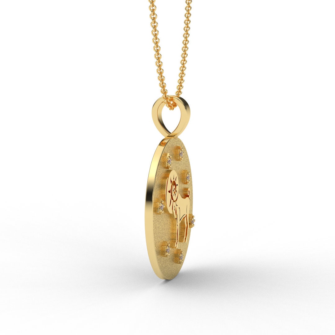 Aries Zodiac Medallion Necklace